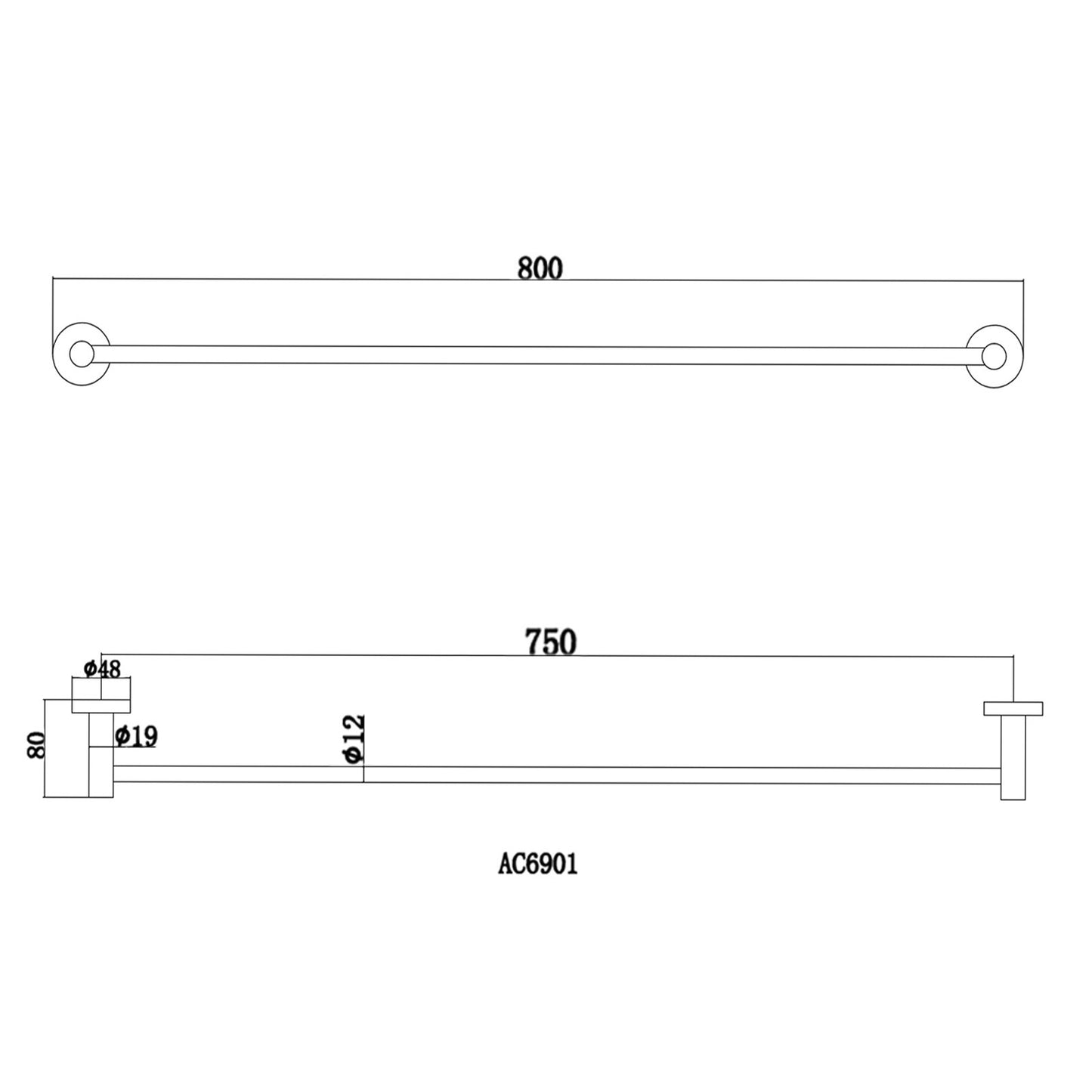 Pentro Brushed Nickel Single Towel Rail