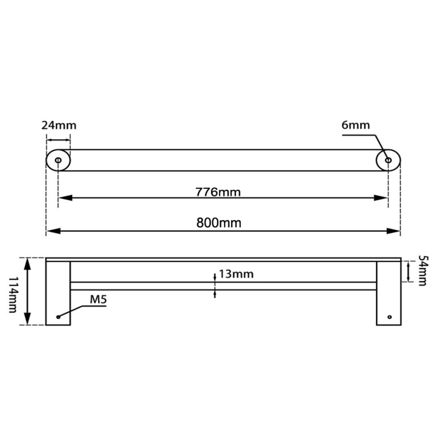 Esperia Brushed Nickel Double Towel Rail 800mm