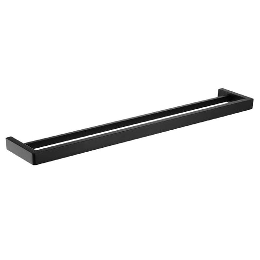 Cavallo Matte Black Square Double Towel Rail 800mm