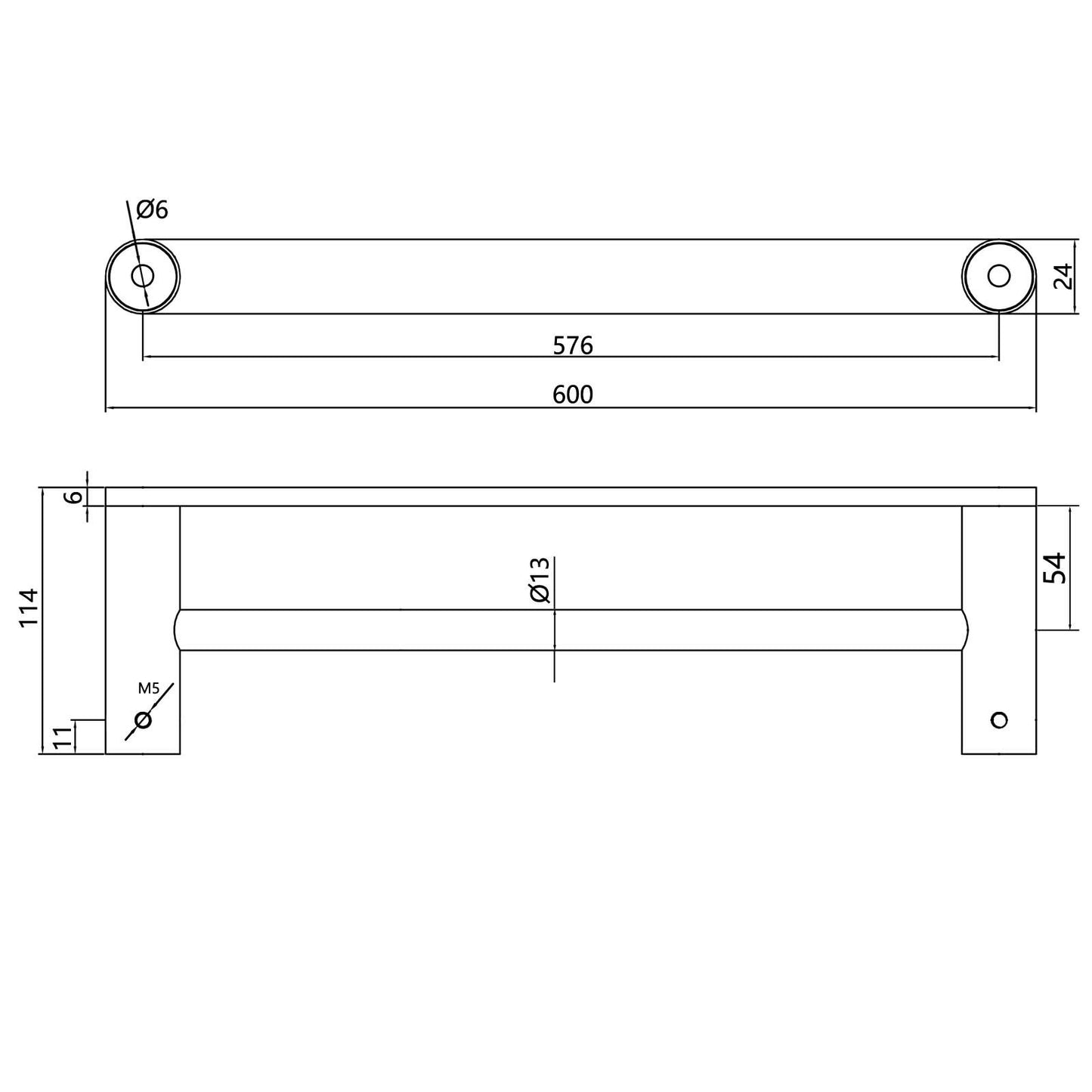 Esperia Brushed Nickel Double Towel Rail 600mm