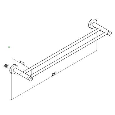 Pentro Gun Metal Grey Double Towel Rail 790mm