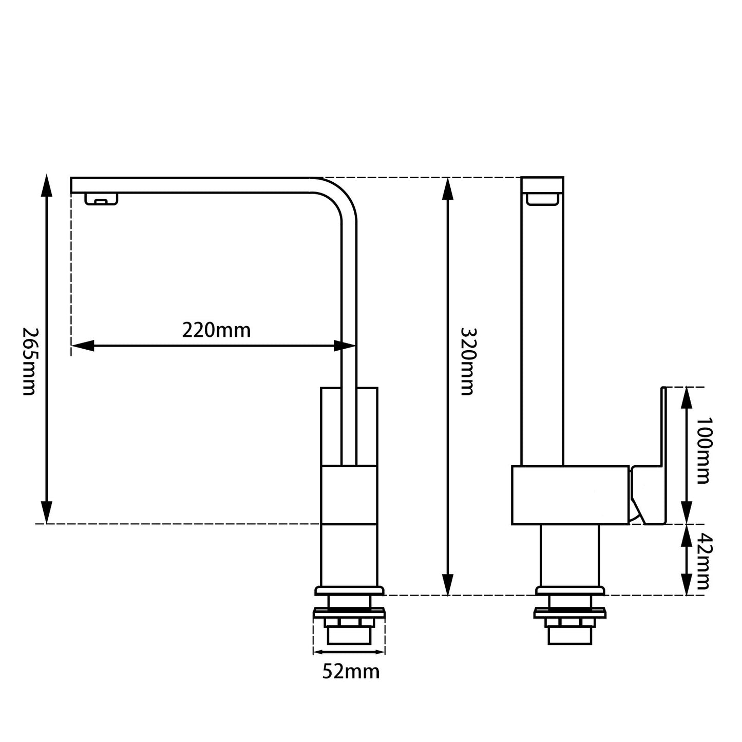 Cavallo Chrome Square Kitchen Mixer