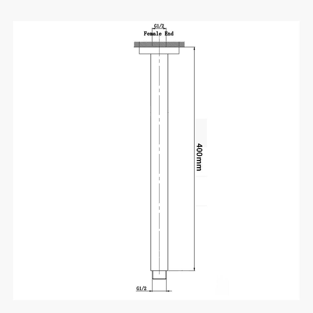 Cavallo Brushed Nickel Square Ceiling Shower Arm 400mm