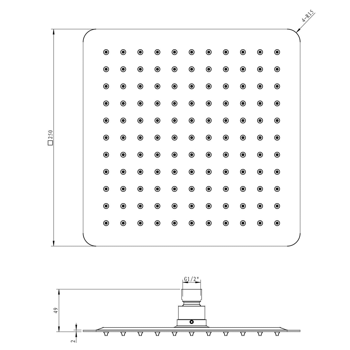 Esperia 250mm Chrome Square Shower Station