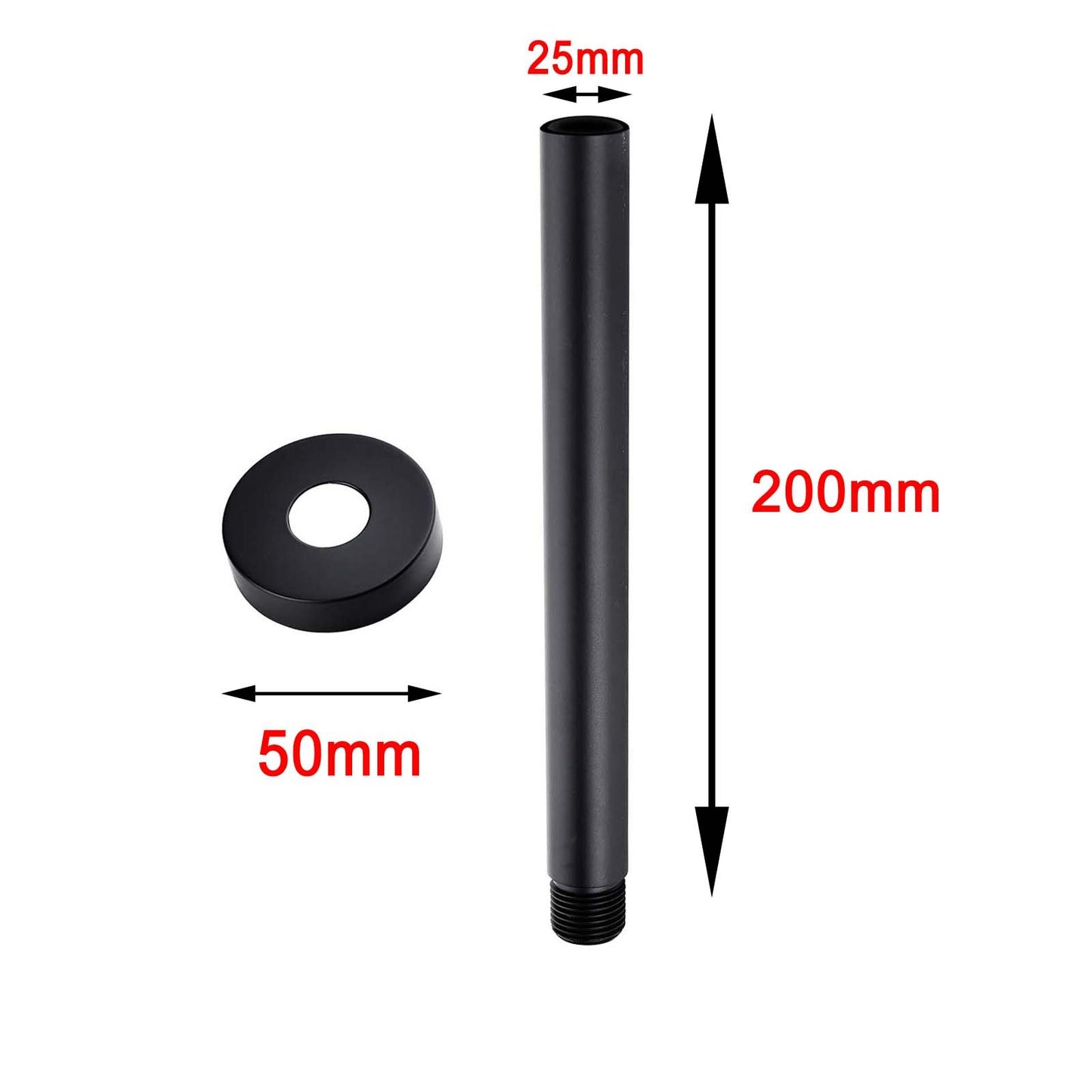 Pentro Matte Black Round Ceiling Shower Arm 200mm