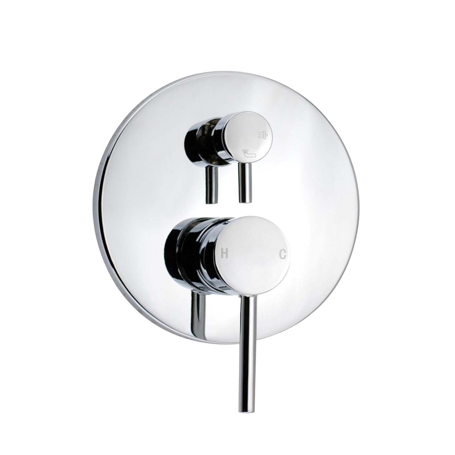 Pentro Chrome Round Wall Mixer Tap with Diverter