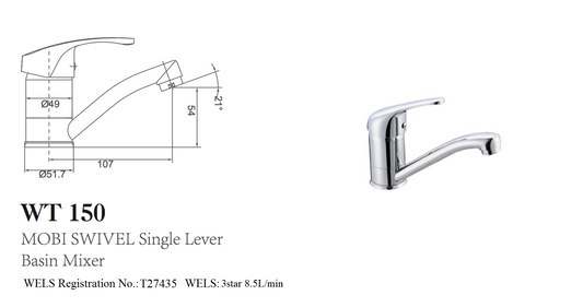 MOBI SWIVEL SINGLE LEVER BASIN MIXER