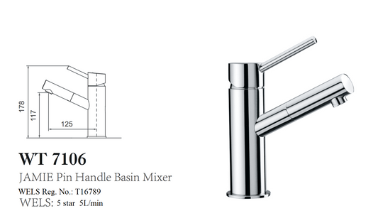 JAMIE PIN HANDLE BASIN MIXER