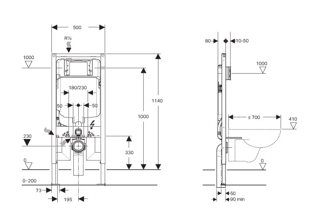 GBT-698-CC – Geberit Wall Hung Concealed Cistern