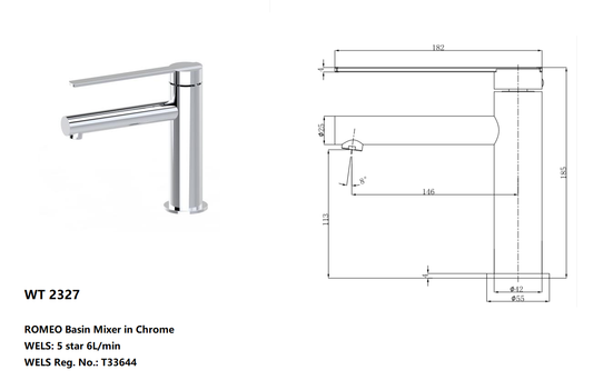 ROMEO BASIN MIXER IN CHROME