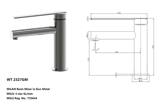 MILAN BASIN MIXER IN GUN METAL