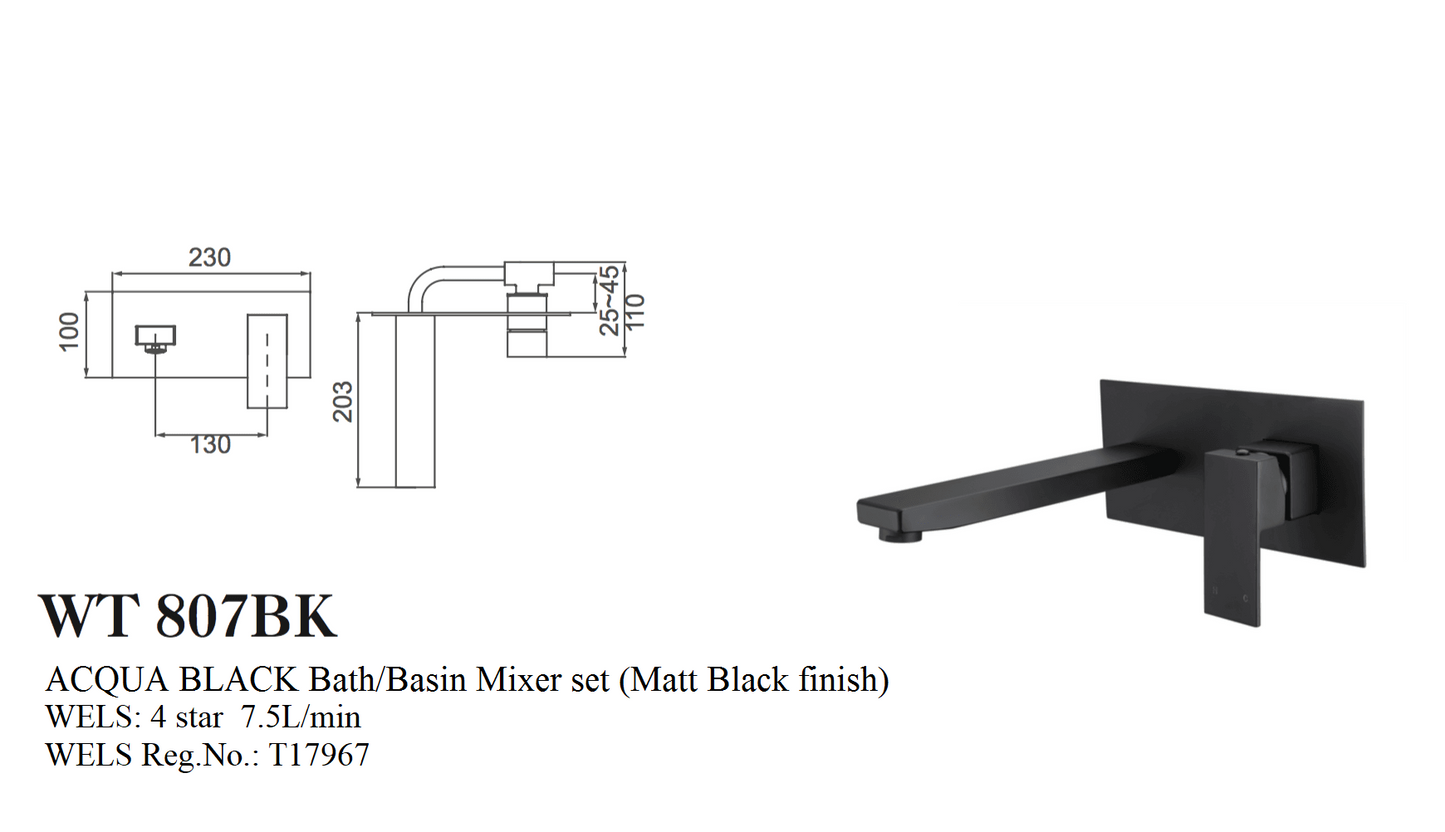 ACQUA BLACK BATH/BASIN MIXER SET ( MATT BLACK FINISH)