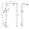 Square Chrome Wide Shower Rail with Diverter Top Water Inlet